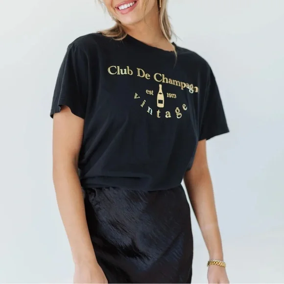 Show Me Your MuMu The Travis Tee Shirt Black Club De Champagne Medium NWT NEW - Picture 2 of 5